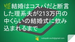 🌿結婚はコスパだと断言した理系夫が213万円の中くらいの結婚式に飲み込まれるまで。指輪を拒否して特注ネコタワーを要求する妻との予算ゼロからの逆転劇
